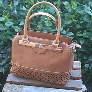 NEW: TAN AND GOLD HANDBAG